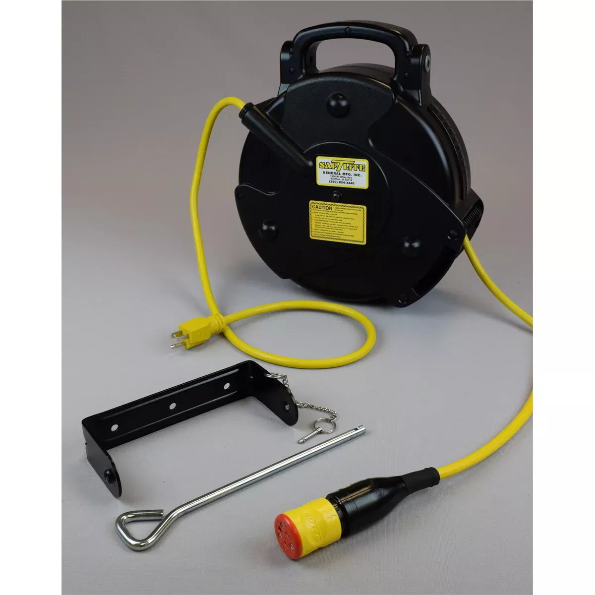 General Manufacturing MID-SIZE POWER SUPPLY REEL 40' 12/3 SJTOW CORD 15AMP SAF-T-LOK OUTLET